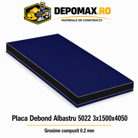 Placa BOND albastru 5022 3mm, 1500x4050mm, aluminiu 0.2mm